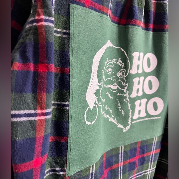 Santa Claus ‘Ho Ho Ho’ Upcycled Graphic Flannel - Picture 3 of 11